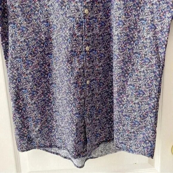 English Laundry Button Up Shirt Short Sleeve Stretch Fitted Casual Blue Medium - Picture 7 of 16